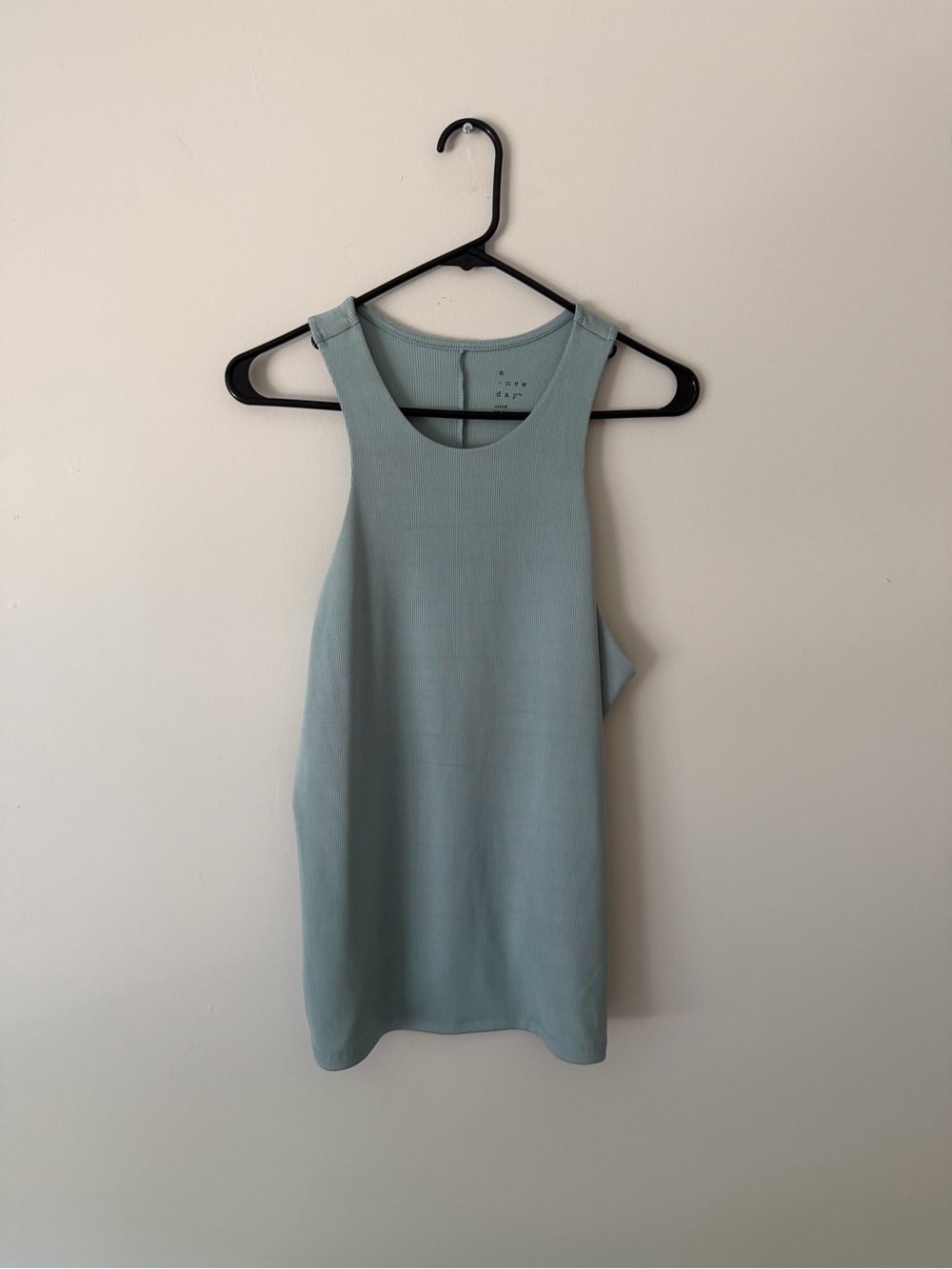 A New Day Light Blue Ribbed Tank Top Lined Womens Large NWOT